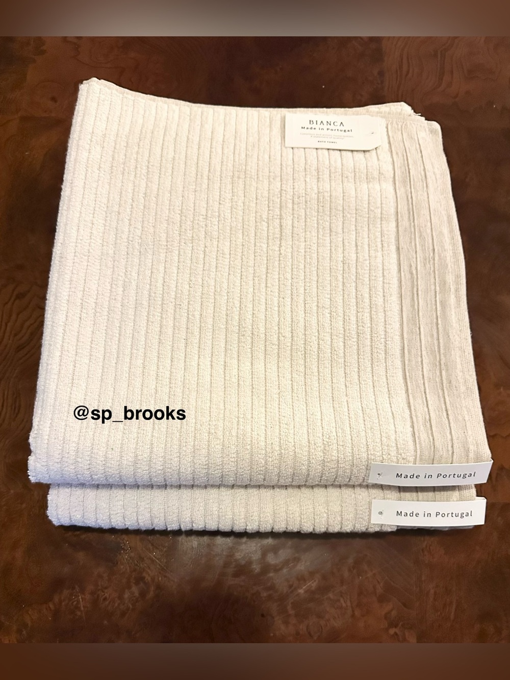 🎁2PC BIANCA Bath Towels - Cotton Natural Linen with Wide Ridged Woven Border